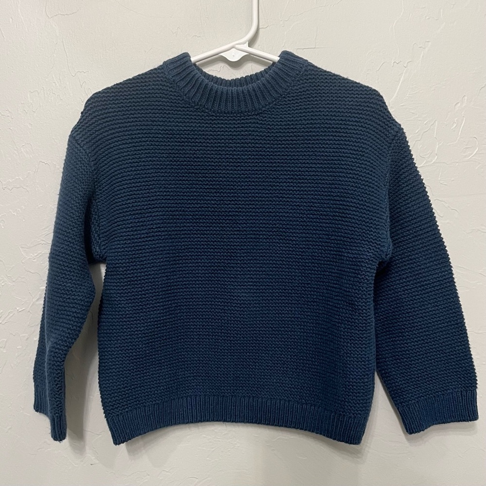 Zara Toddler Boy Blue Knit Crewneck Sweater Size 3-4 Years